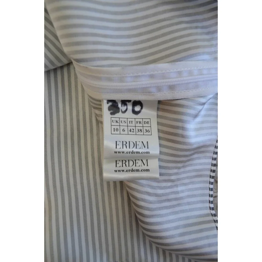 ERDEM Grey White Gold Cuff Link FLORINN Pin-Stripe Satin Blouse 6 US 10 42 38 36 - Picture 12 of 12